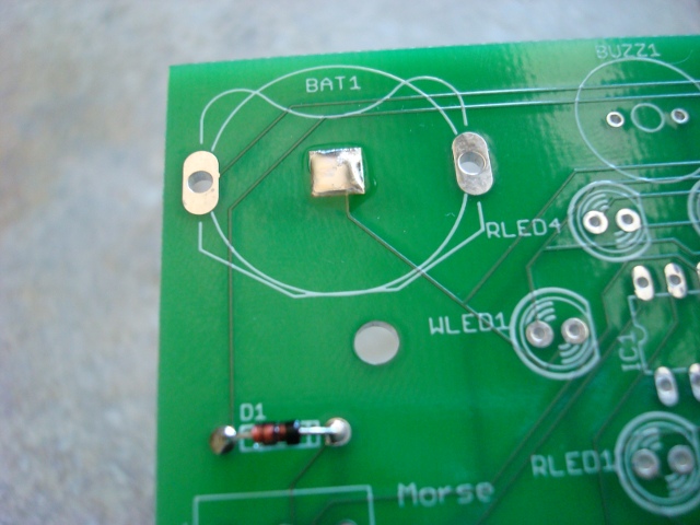 A picture of the battery pad soldered.