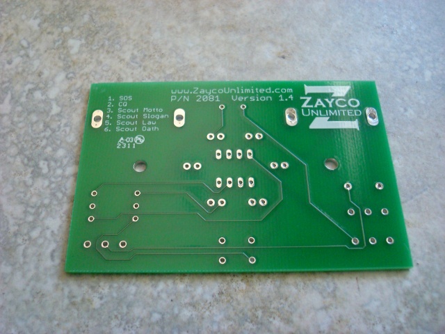 A picture of the back of the printed circuit board.