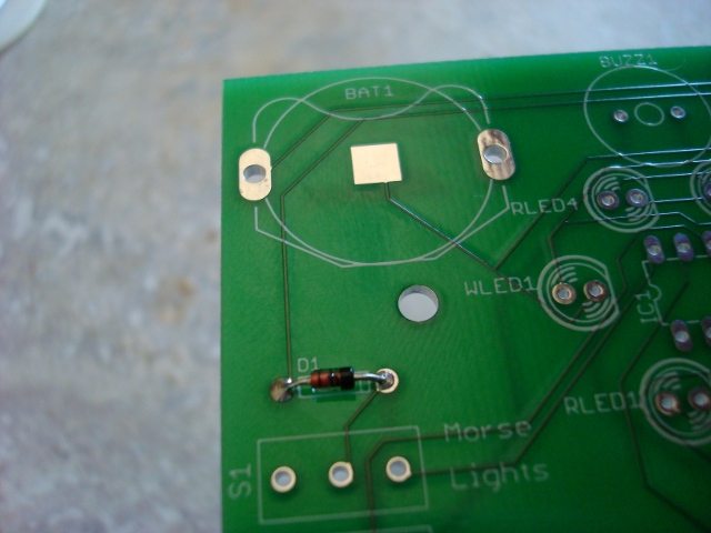 A picture of the diode all soldered.