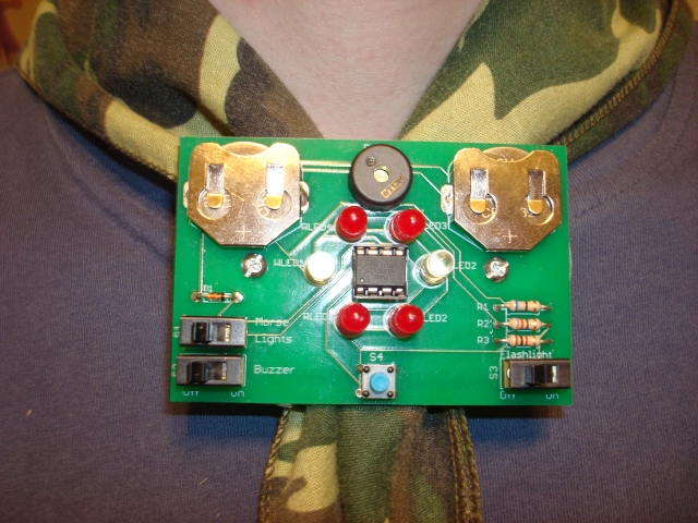 Neckerchief slide on the neck